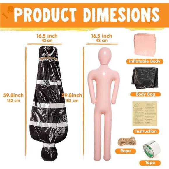 5ft Hanging Corpse Dead Victim Props Scary Inflatable Halloween - Picture 2 of 8